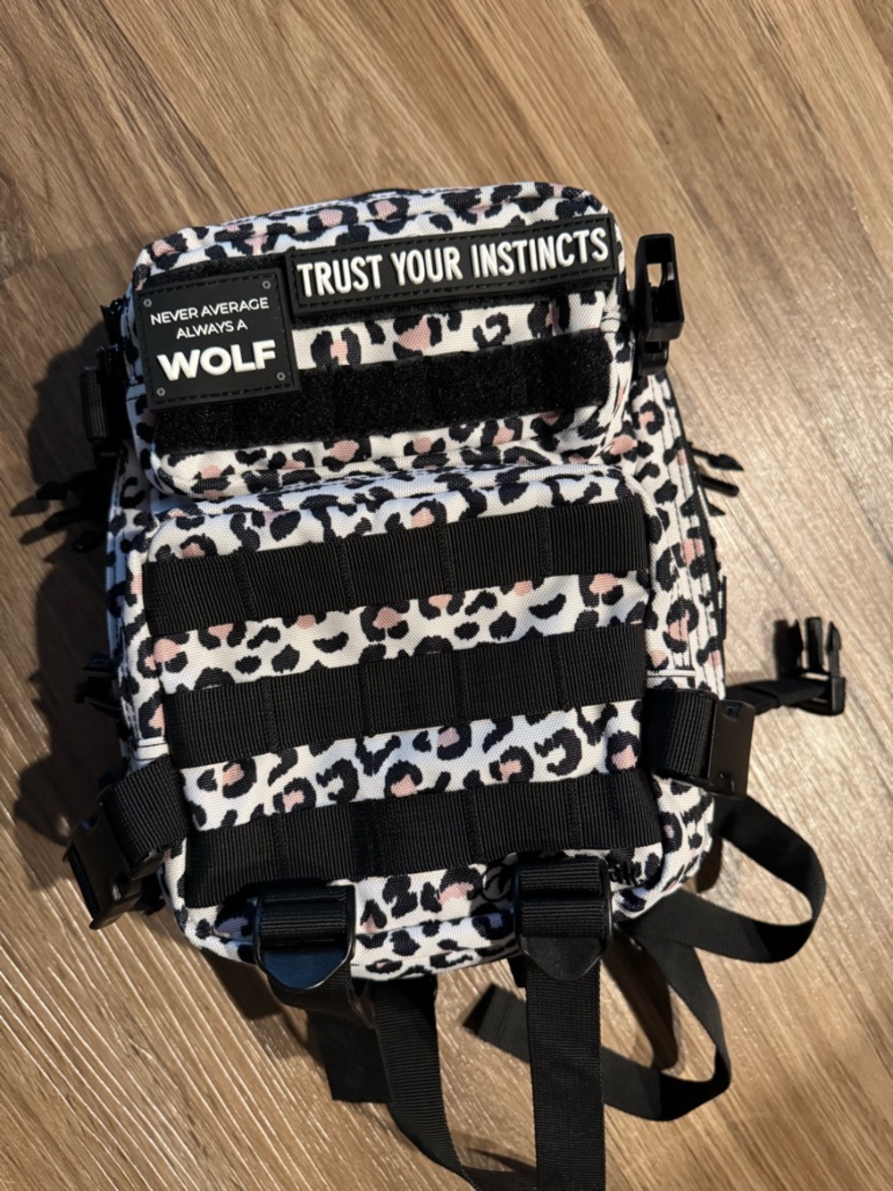 WOLF Leopard Print Tactical Mini Backpack - White/Pink/Black